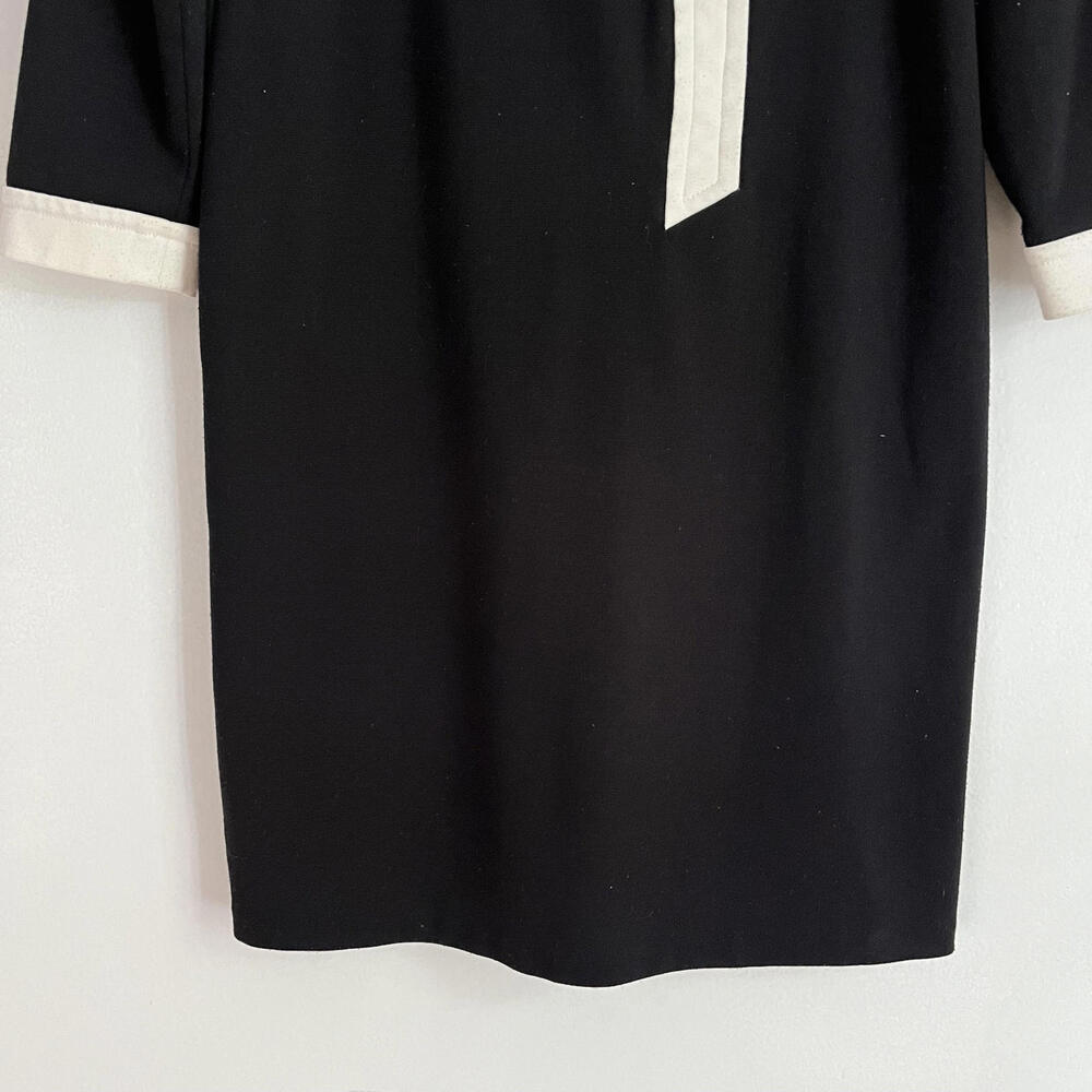 Vintage 80s-does-60s Mod Mini Dress - Black with White Details, Size 6 - Picture 5 of 9